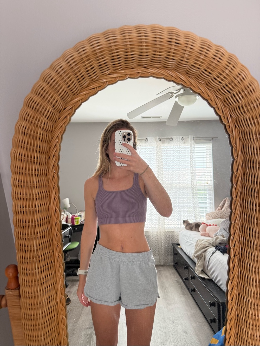 Ribbed Crop Tank Top in Lavender